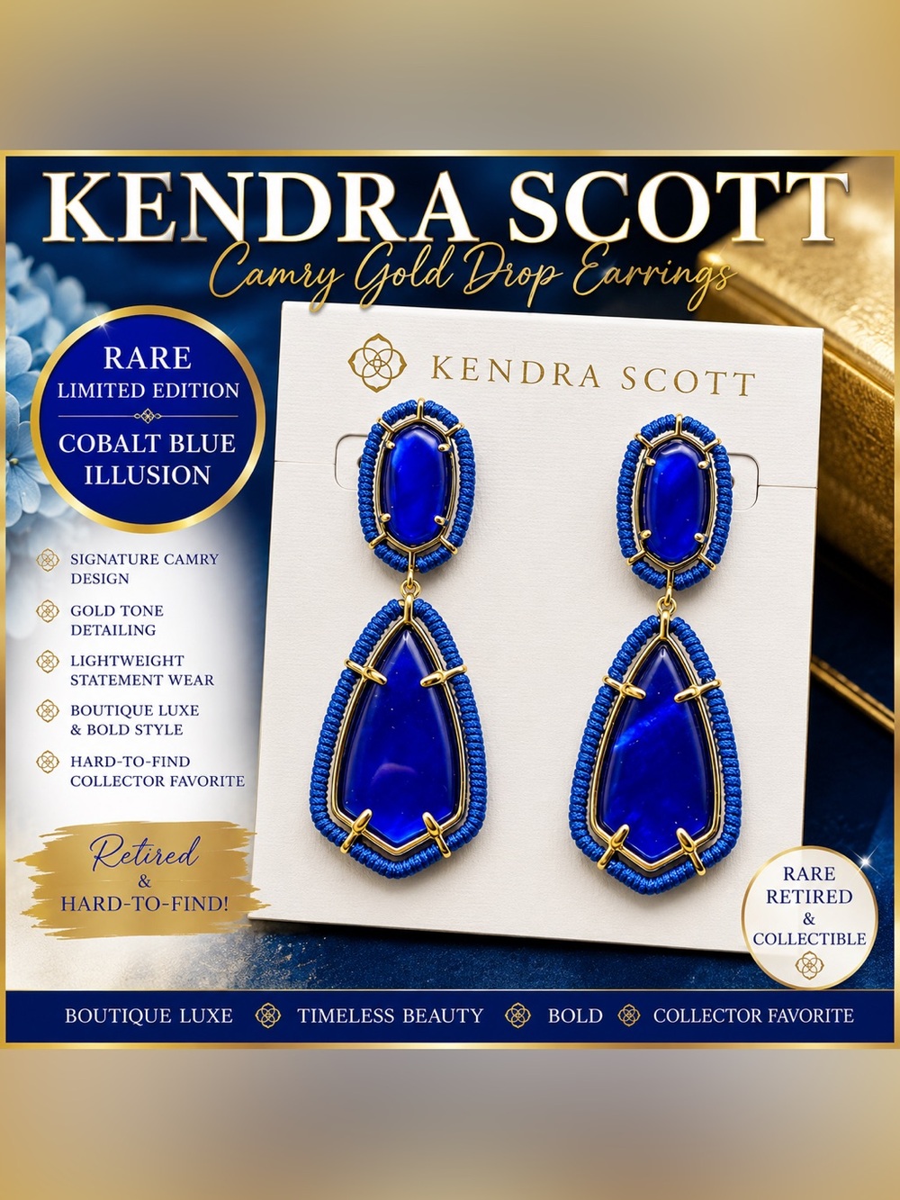 Kendra Scott Statement Drop Earrings in Cobalt Blue | Bold Luxe Glam